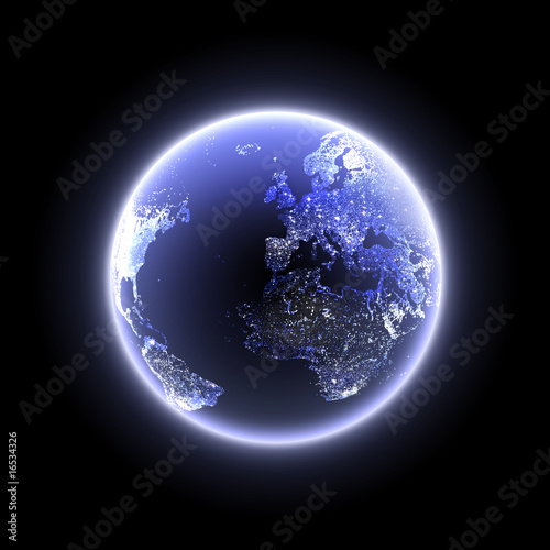 Illustration: Planet in the night full of lights Planet in the night full of lights