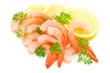Photo: parsley,lemon and shrimps on white background parsley,lemon and shrimps on white background