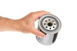 Hand holding automotive oil filter
