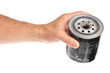 Hand holding automotive oil filter