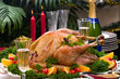 Christmas turkey on holiday table