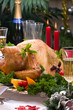 Christmas turkey on holiday table