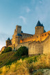 Medieval town of Carcassonne at sunset