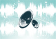 blue speaker with waveform