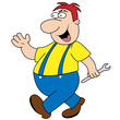 Detaily fotografie Workman Holding kl&iacute;čů kreslen&aacute; postavička
