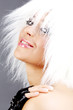 Portrait beautiful girl wearing white fur