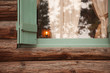 Classic Vintage Log Cabin Window Abstract.