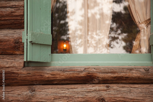 Photo: Classic Vintage Log Cabin Window Abstract. Classic Vintage Log Cabin Window Abstract.