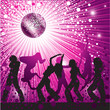 Vector background with people dancing in night-club