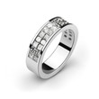 White gold wedding ring with white diamonds, cut princess, invis