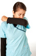Nurse Coughing into Elbow