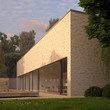 Contemporary brick house with garden