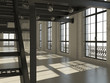 White minimalist loft interior (3D render) White minimalist loft interior (3D render)