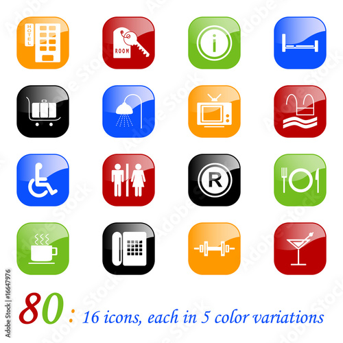 hotel icon images. Hotel icons - color series
