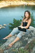 Girl with laptop on Outdoors