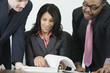 Business team discussing paperwork