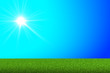 Grasfläche und wolkenloser Himmel