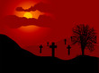 Friedhof in sunset - Vektor-Illustration