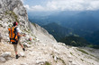Girl going down from the mountains