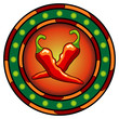 Mexican chili peppers logo with hot colors over white Mexican chili peppers logo with hot colors over white