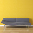 interior design blue couch on yellow