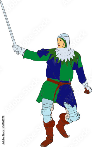 Vektor: vector - Knight with scimitar isolated on background vector - Knight with scimitar isolated on background