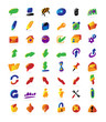 Colorful icons for computer program and website interface