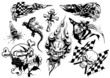 vector illustration tattoo design set (skull) vector illustration tattoo design set (skull)