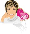 Beautiful woman with shoes and hearts. Romantic composition Beautiful woman with shoes and hearts. Romantic composition