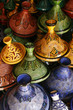 Selection of very colorful Moroccan tajines (traditional cassero