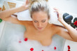 Top view of a woman enjoying a peaceful bath