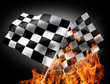 Chequered flag on fire