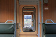 View from the passenger compartment towards front of the train