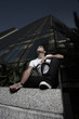 Man on a building ledge