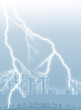 People watching lightning over factory skyline. People watching lightning over factory skyline.