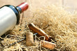 Bottle of red wine with corkscrew Bottle of red wine with corkscrew