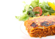 dish of lasagne isolated