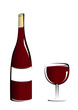 Bouteille verre vin rouge