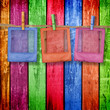 Old slides on the multicolor wooden background Old slides on the multicolor wooden background