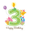 Vector: Happy Birthday Candle and Animals Isolated on white Happy Birthday Candle and Animals Isolated on white