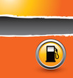 Gas pump ripped orange banner