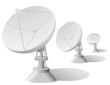 Vector illustration of satellite dishes row isolated on white