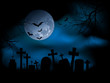 Spooky graveyard on Halloween night