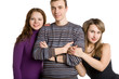 Photo: close-up of three friends close-up of three friends