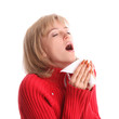 Woman sneezing