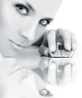 cyber girl with computer mouse