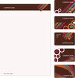 Set of five brown vintage business cards and stationery sheet Set of five brown vintage business cards and stationery sheet