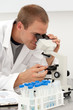 Young man working in laboratory