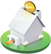 Maison blanche et investir dans une pompe à chaleur (détouré)