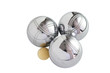 Boules et cochonnet de pétanque sur fond blanc